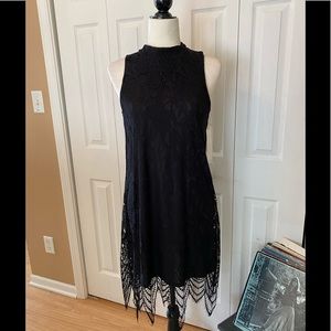 Black lace dress with fringe